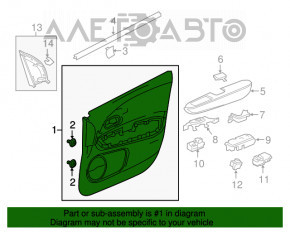 Capacul ușii, cartela din față dreapta Honda HR-V 16-22 negru cu inserție gri, cotiera din piele gri, pentru reacoperire, uzuri