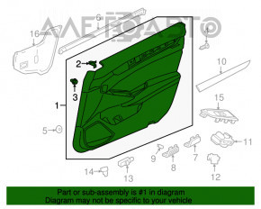 Capacul ușii, cartela din față dreapta Honda Accord 18-22 negru.