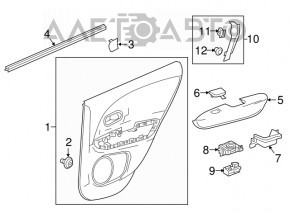 Capacul ușii cardul din spate dreapta Honda HR-V 16-22 negru cu inserție gri, cotiera din piele gri, pentru reîmprospătare, uzură.