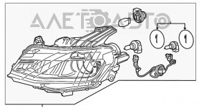 Farul din față dreapta goală Chevrolet Camaro 16- halogen, fără capacete.