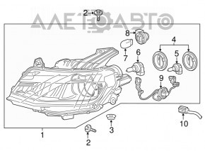 Far stânga față goală Chevrolet Camaro 16- halogen, fără capacete.