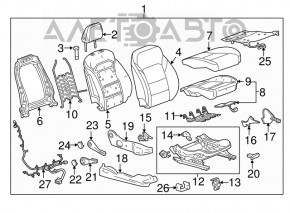 Пассажирское сидение Chevrolet Cruze 16- без airbag, мех, тряпка, черн