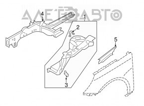 Garnitură aripă capotă - aripă dreapta Hyundai Sonata 11-15 nouă OEM originală