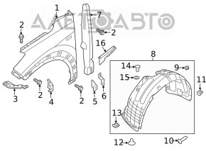 Garnitură aripă ușă - aripă dreapta Hyundai Tucson 16-20