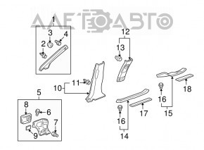 Capacul pragului din spate stânga interior pentru Acura MDX 07-13 negru