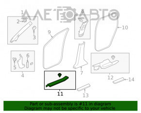 Capacul pragului din față dreapta interior pentru Acura MDX 14-20, negru, uzat