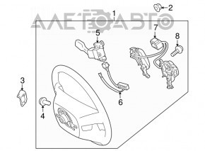 Butoanele de control de pe volanul Toyota Sequoia 08-16 sunt negre, maneta de direcție este ruptă.