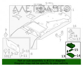 Plafonul de iluminare al celui de-al doilea rând al modelului Subaru Outback 15-19, gri