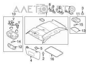 Plafonul de iluminare frontal pentru Subaru XV Crosstrek 13-17 fără panoramic, gri