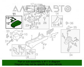 Brațul de cot Hyundai Sonata 11-15 din piele, negru