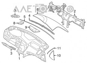 Panoul frontal al torpedo-ului fără AIRBAG pentru Kia Optima 14-15 9/10.