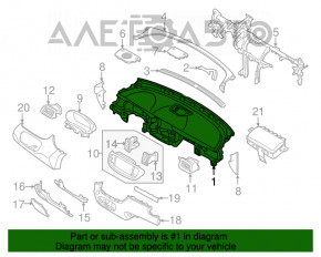 Торпедо передняя панель без AIRBAG Kia Sorento 16-20 черн sport