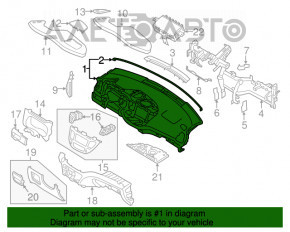 Торпедо передняя панель без AIRBAG Hyundai Tucson 16-18 черная под динамик