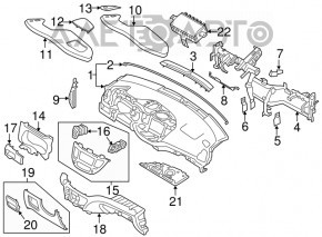 Panoul frontal al torpilei fără AIRBAG Hyundai Tucson 16-18, lovit.