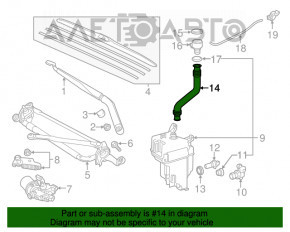 Gâtul rezervorului de lichid de spălare a parbrizului Toyota Highlander 14-19 partea de jos