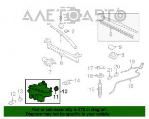 Rezervorul de spălare a parbrizului pentru Lexus GS300 GS350 GS430 GS450h 06-11 sub duzele farurilor, nou, original OEM