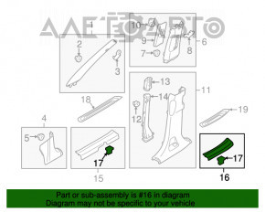 Capacul pragului din spate dreapta pentru Kia Sorento 10-15, negru