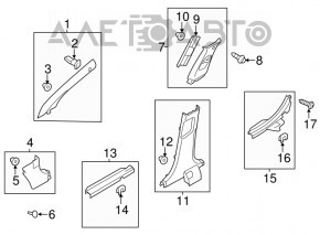 Capac prag dreapta fata Kia Optima 11-15, neagra