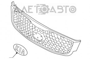 Grila radiatorului pentru bara completă Kia Sorento 16-18 pre-restilizare fără cameră.