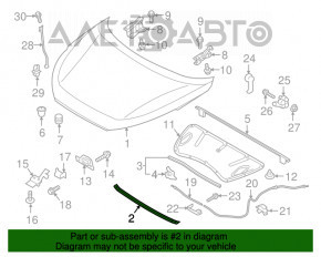 Уплотнитель капота передний Hyundai Tucson 16-21