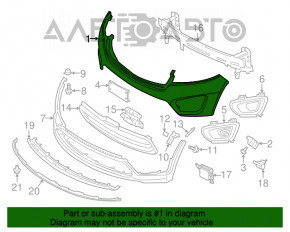 Бампер передний голый верхняя часть Kia Sorento 16-18 дорест usa