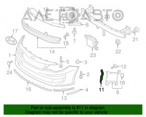 Grila de aerisire din bara stângă a conductei de aer pentru Kia Optima 16-18, nouă, neoriginală