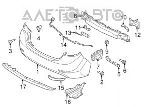 Suportul pentru bara spate dreapta Hyundai Elantra UD 11-16, nou, original OEM.