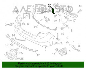 Suportul pentru bara spate dreapta de jos Hyundai Elantra AD 17-18 pre-restilizare, rupt.