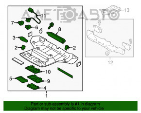 Plafonul de iluminare frontal pentru Subaru Legacy 15-19 gri, fără panoramică, cu suport pentru cameră