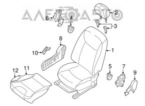 Пассажирское сидение Nissan Sentra 13-19 без airbag, механич, тряпка черн