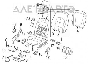 Scaunul pasagerului Infiniti QX30 17- fără airbag, piele neagră.