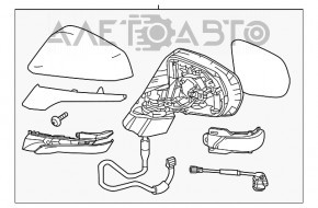 Зеркало боковое правое Lexus RX350 RX450h 16-22 15 пинов, поворотник, автозатемнение, подогрев, BSM, черное