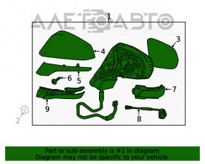 Oglinda laterala dreapta Lexus RX350 RX450h 16-22 15 pini, semnal de viraj, auto-dimming, incalzire, BSM