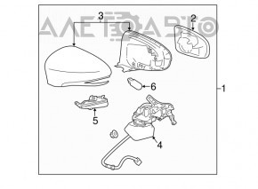 Oglindă laterală dreapta pentru Lexus ES300h ES350 13-18, cu 14 pini, BSM, semnalizator, roșu