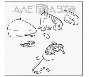 Oglindă laterală dreapta Lexus ES300h ES350 13-18, 14 pini, BSM, semnalizator, neagră