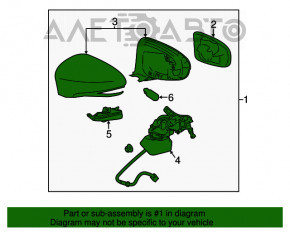 Oglindă laterală dreapta Lexus ES300h ES350 13-18, 14 pini, BSM, semnalizator, neagră