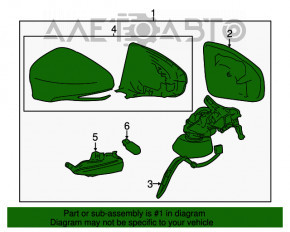 Oglindă laterală dreapta Lexus CT200h 11-17, 7 pini, semnalizator, neagră 212