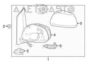 Зеркало боковое левое Toyota Sienna 11-17 3 пина, структура