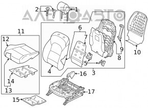 Пассажирское сидение Hyundai Tucson 16-18 без airbag, механическое, подогрев, тряпка черная