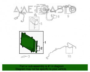 Radiatorul condensatorului de aer condiționat Toyota Highlander 08-13 3.5