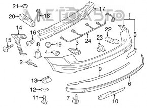 Montarea bumperului din spate pentru Audi Q5 8R 09-12 pre-restilizare, cu senzori de parcare