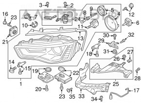 Крепление фары верхнее левое Audi A4 B8 13-16 рест