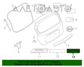 Emblema cu inscripția NOTE de pe ușa portbagajului Nissan Versa Note 13-19.