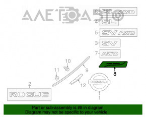 Emblema cu inscripția PURE DRIVE de pe ușa portbagajului Nissan Rogue 14-20