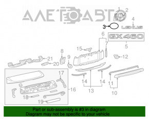 Эмблема решетки радиатора grill Lexus RX350 10-15 черная простая