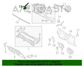 Garnitura de etanșare a grilei ștergătoarelor stânga Subaru XV Crosstrek 13-17 nouă originală OEM