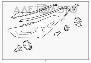 Фара передняя левая голая Hyundai Tucson 16-18 галоген