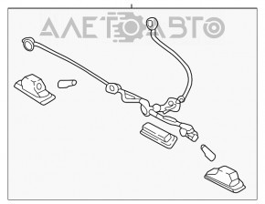 Iluminarea numărului de la ușa portbagajului Hyundai Tucson 16-18 pre-restilizare cu buton.