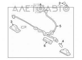 Iluminarea numărului de la ușa portbagajului Hyundai Tucson 16-18 pre-restilizare cu buton.