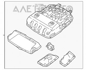 Plafonul de iluminare frontal pentru Hyundai Tucson 16-20 sub trapă, negru.